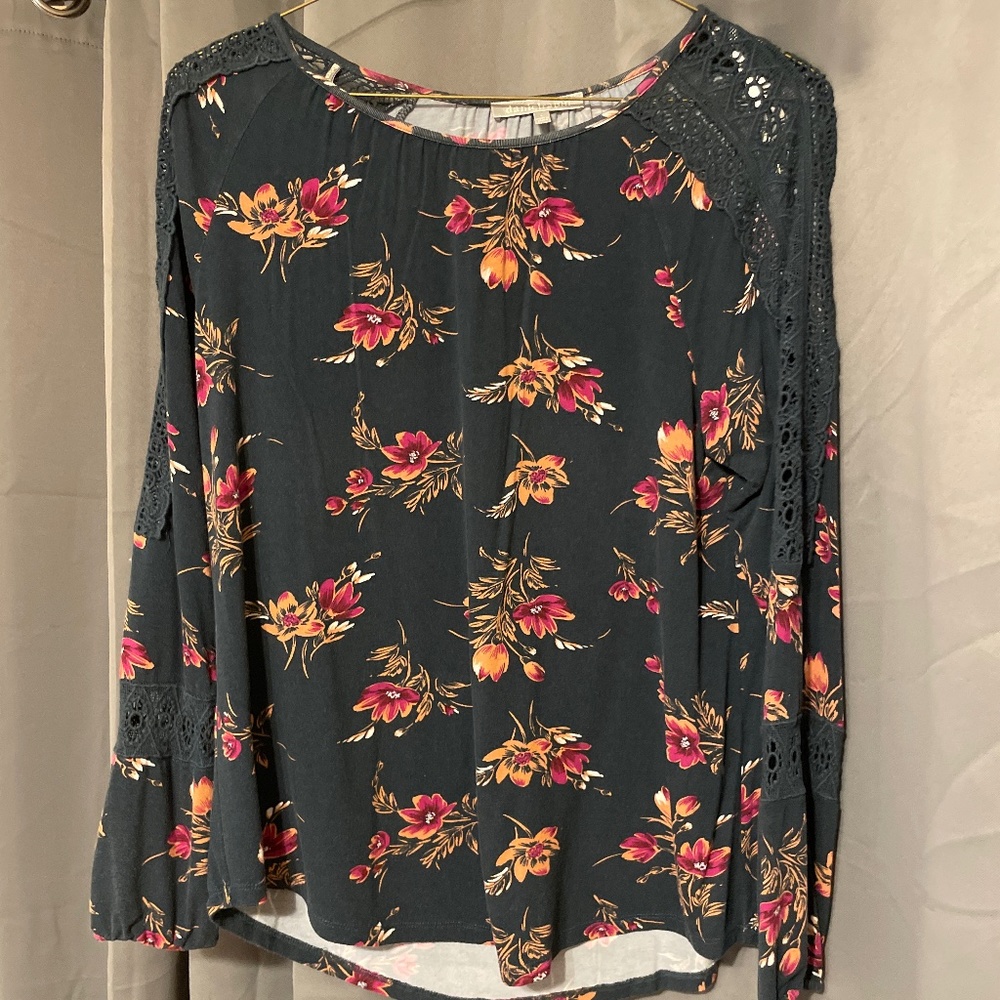 Dark green flowered blouse